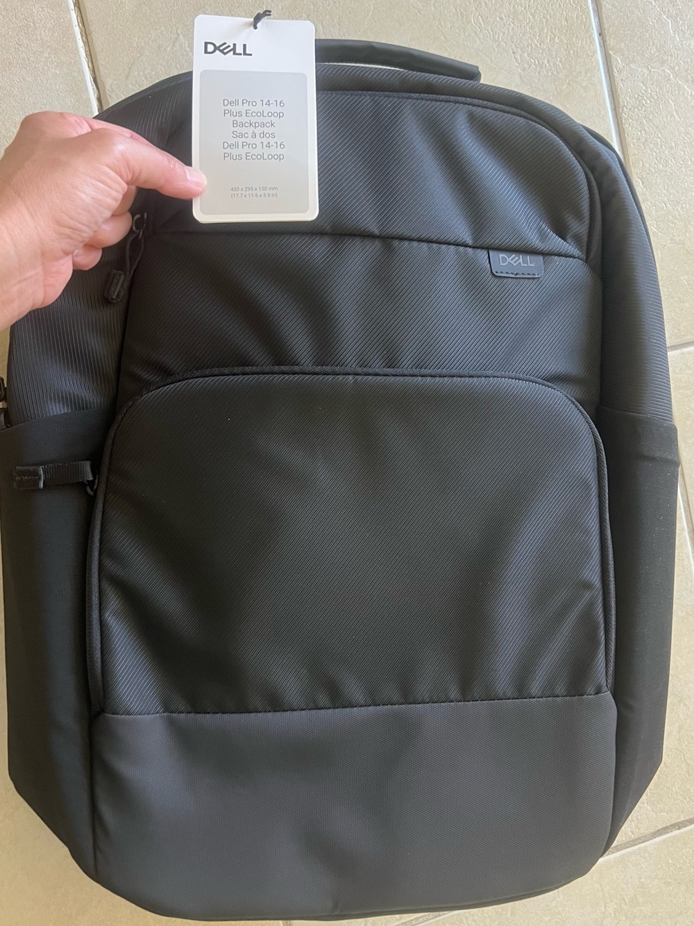 Dell Black Slim Laptop Backpack with Front Organizer Pocket
